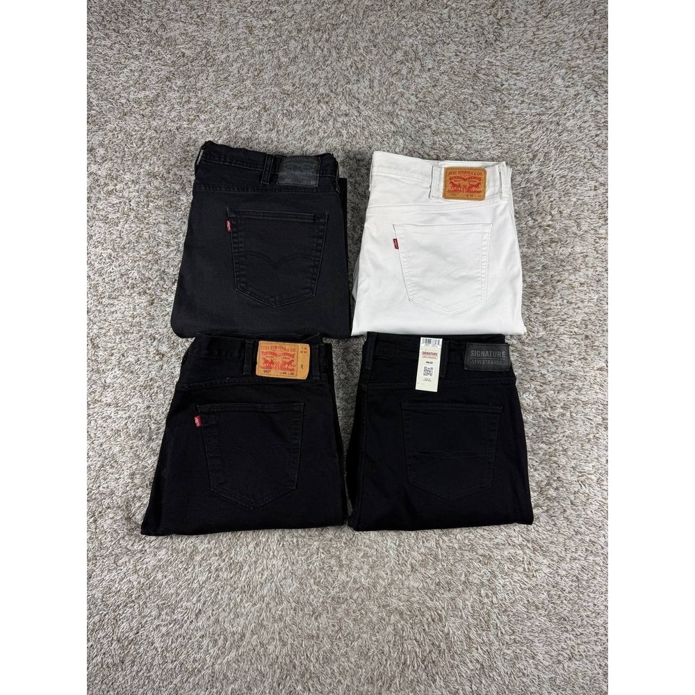 Lot of 4 Levi's Men's Straight Jeans Size 44x30 Black Denim Pants Bundle
